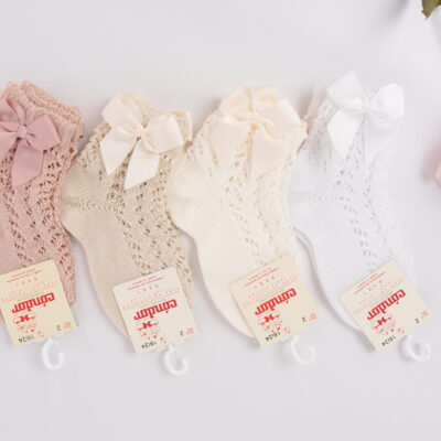 short socks with bow for baby girl toddler spring summer cotton socks