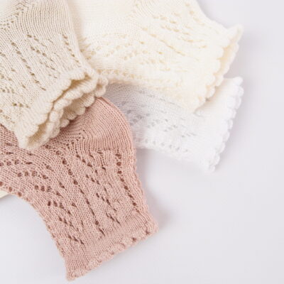 cotton openwork stitched short socks for baby toddler girl spring summer socks