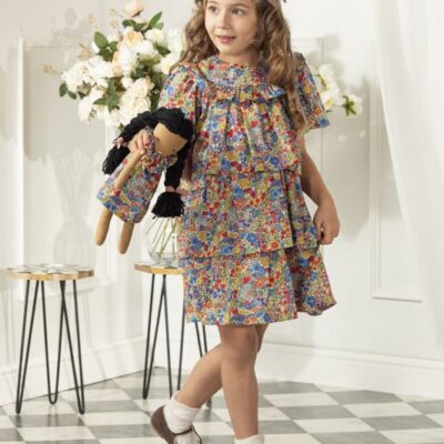 three tiered ruffle toddler dress colorful liberty fabric