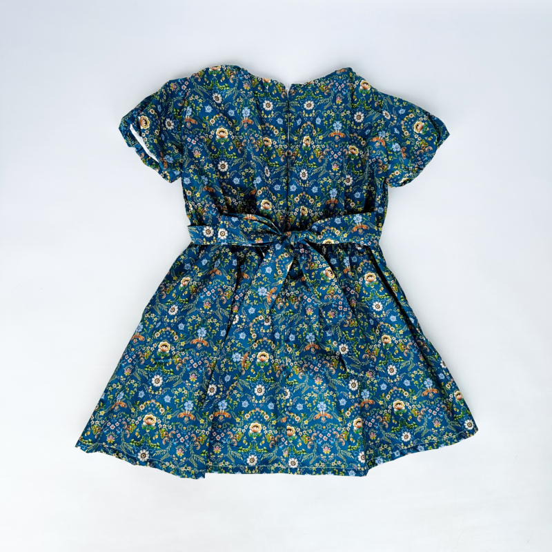 kid dress with bow blue liberty cotton