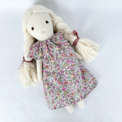 handmade doll ecru white made with liberty of london fabric