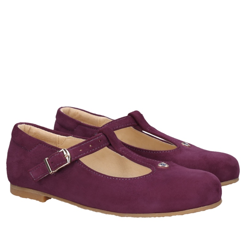 traditional retro leather shoes kids violet