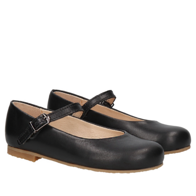 black mary jane kids leather shoes