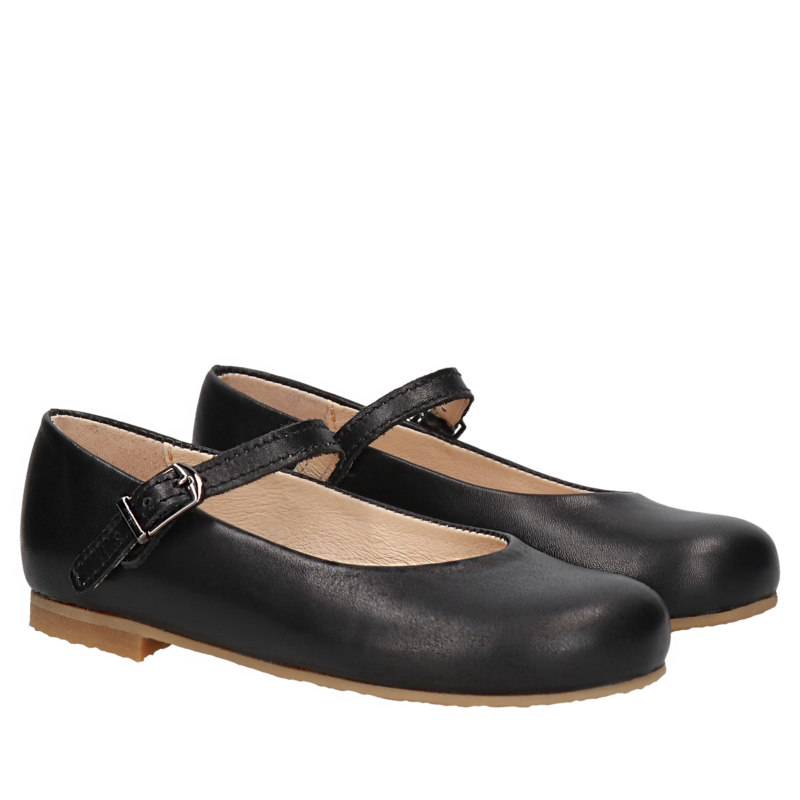 black mary jane kids leather shoes