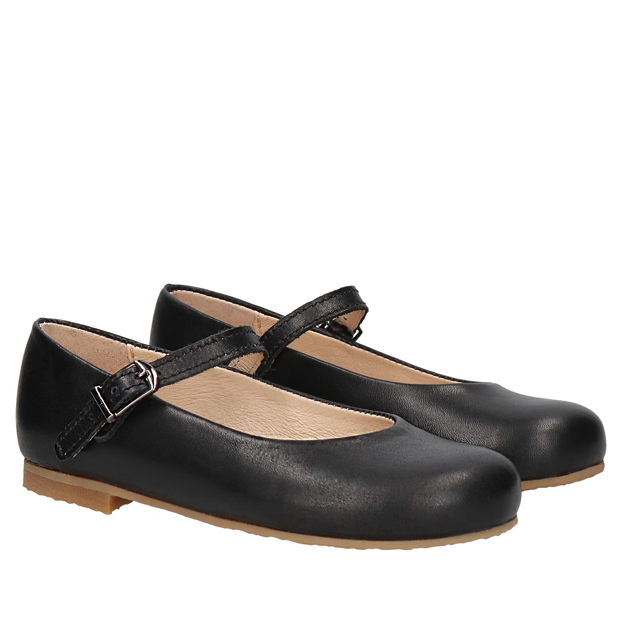 black mary jane kids leather shoes