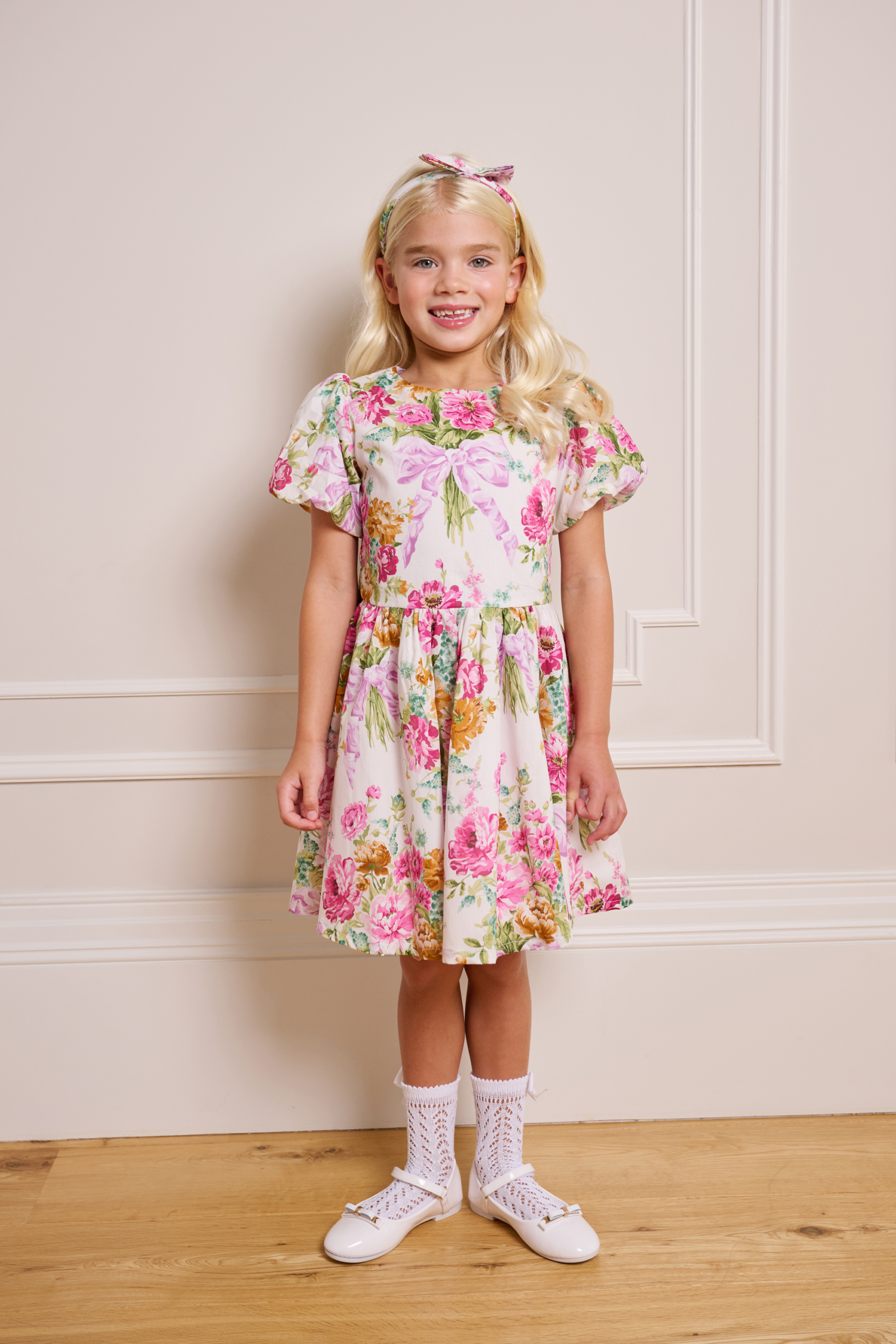 floral girl dress bridgerton inspired sewn from bow bouquet liberty cotton