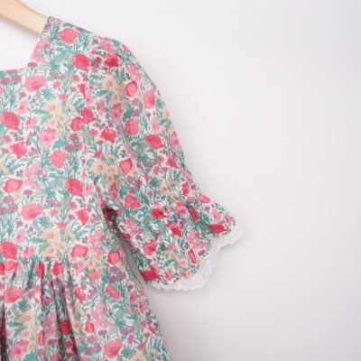 bubble sleeve with lace girl dress liberty cotton