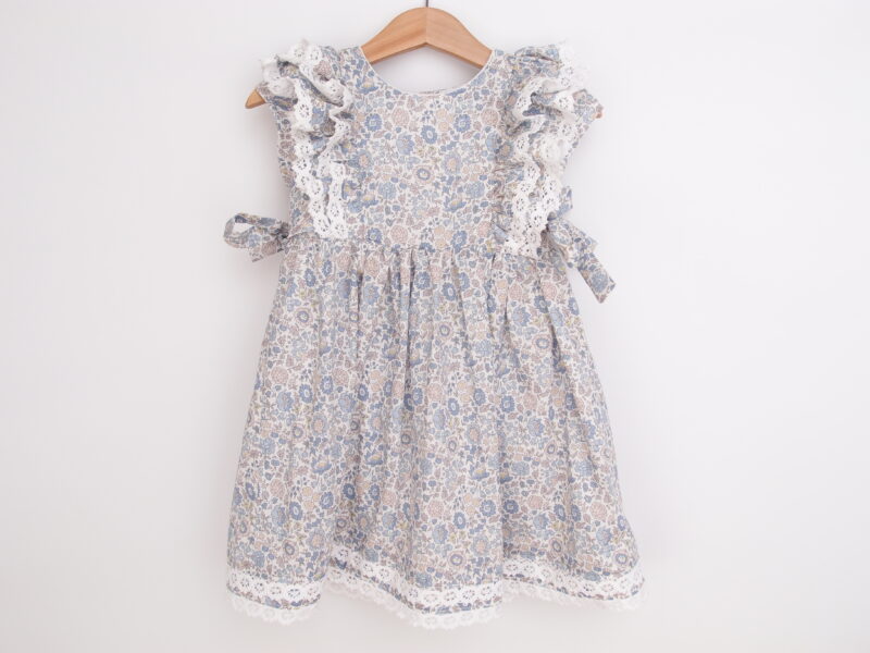 toddler girl dress handmade from liberty of london tana lawn with white lace