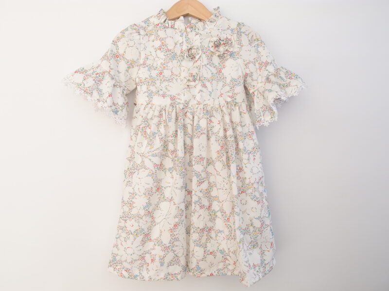 toddler girl dress with bell sleeves white with lace