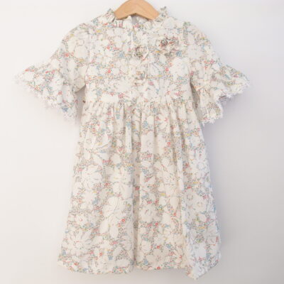 toddler girl dress with bell sleeves white with lace