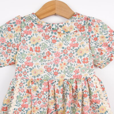 baby girl dress with bow collar and short sleeves tana lawn cotton