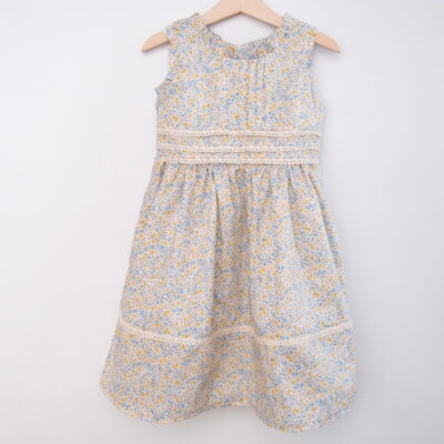 girl dress liberty of london cotton made to order yellow flowers sleeveless