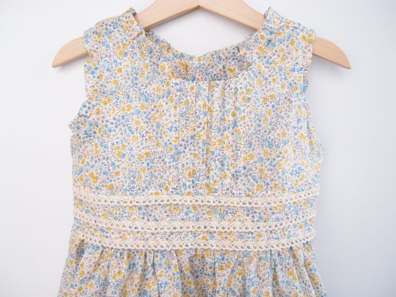 girl dress liberty of london cotton made to order yellow flowers sleeveless