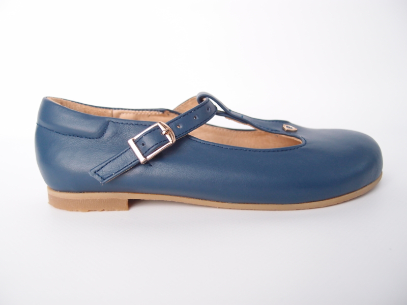 traditional retro leather kid girl shoes blue