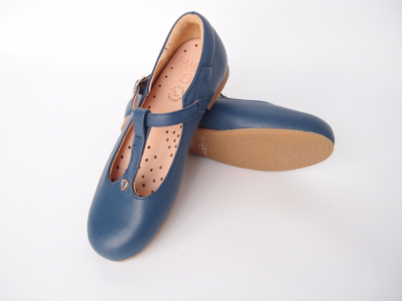 traditional retro leather kid girl shoes blue