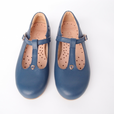 traditional leather kid girl shoes blue