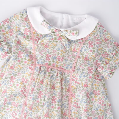 kids dress with collar and pink lace short sleeves liberty of london fabric