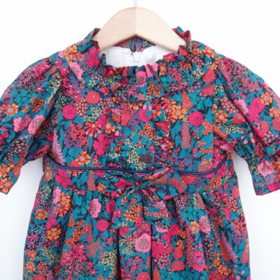 dark floral toddler dress for winter christmas with bows and ruffles